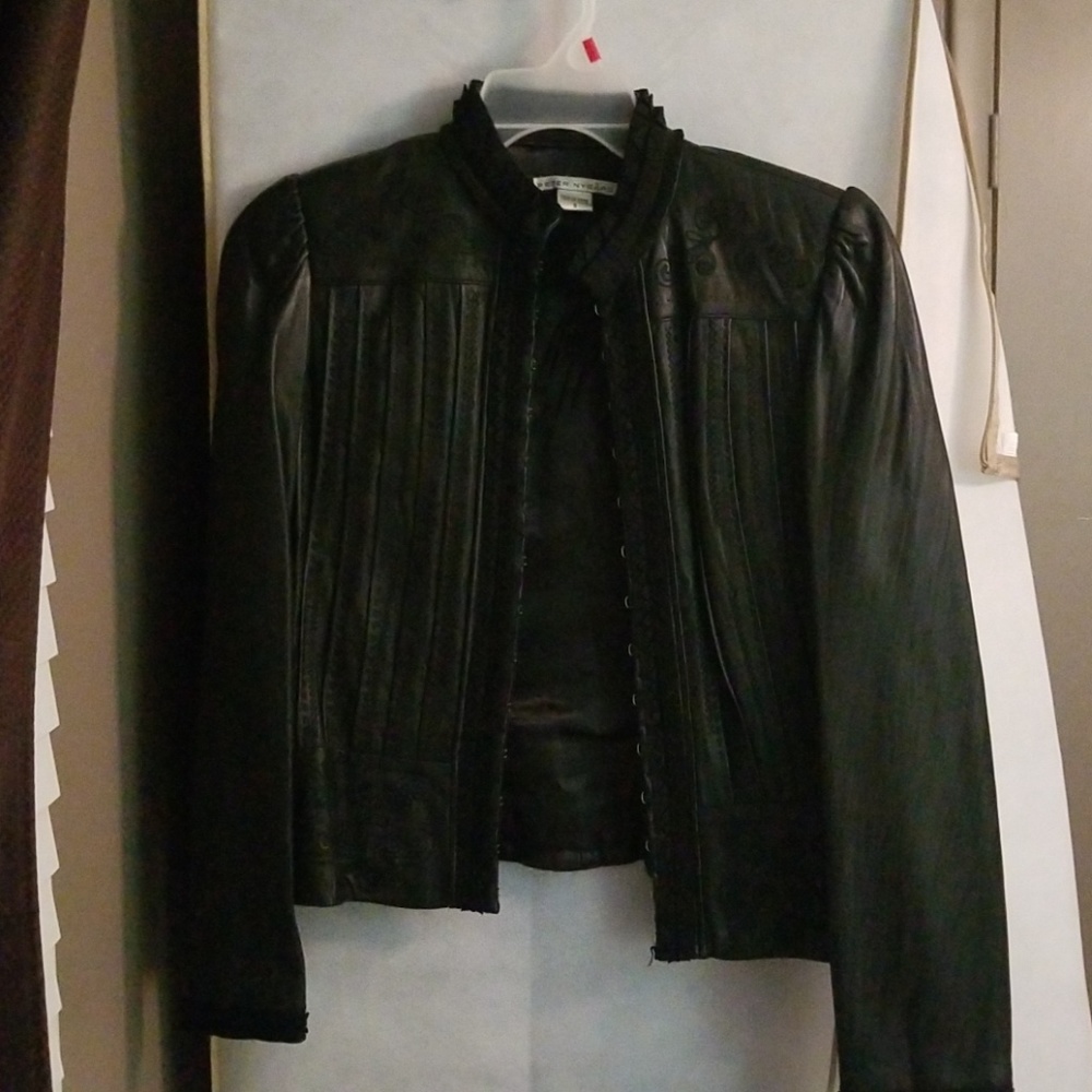 Ladies black leather jacket